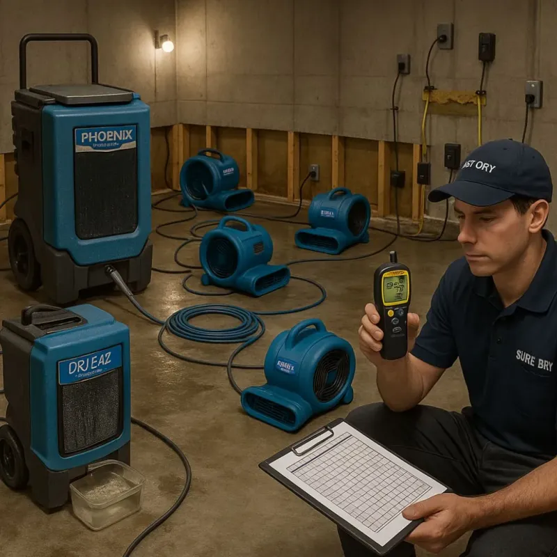 Structural Drying and Dehumidification process in Somerville, MA
